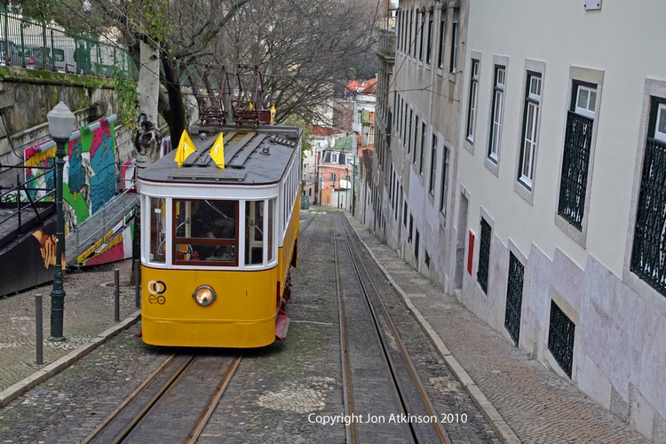 Glória Funicular, Lisbon, Portugal.